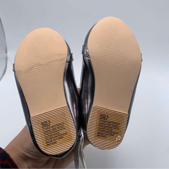 NWT Janie and Jack Metallic Mary Jane Dress Shoes size 5 baby shoes flats 1083 - Picture 4 of 7